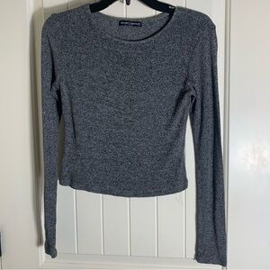 Brandy Melville Charcoal Long Sleeve Cropped Sweater Made in Italy OS